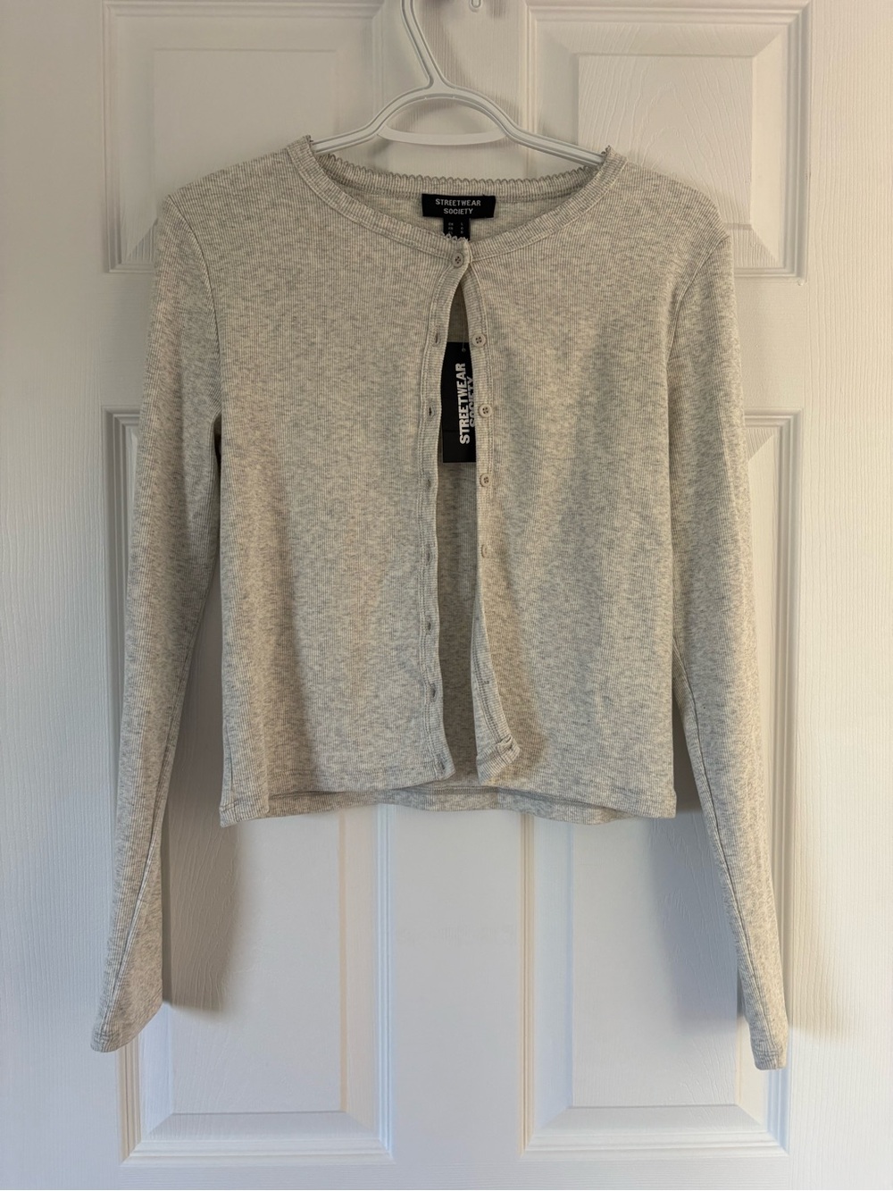 Streetwear Society Light Gray Button Cardigan - Picture 2 of 5